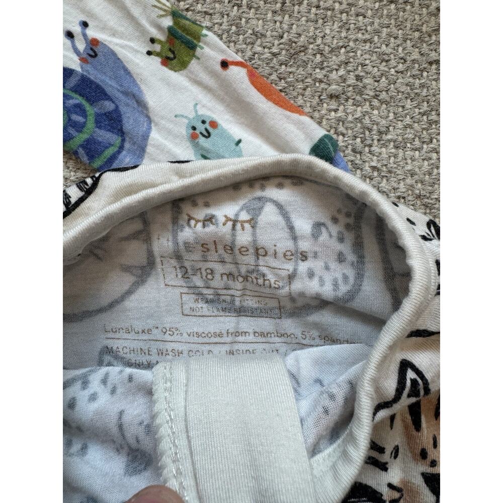 Little Sleepies Zippers Zippy Pajama Set 2 12-18 Month Neutral Animals Bamboo - Picture 3 of 8